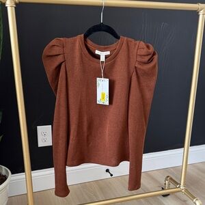 Chelsea & Violet Rust Puff Sleeve Top